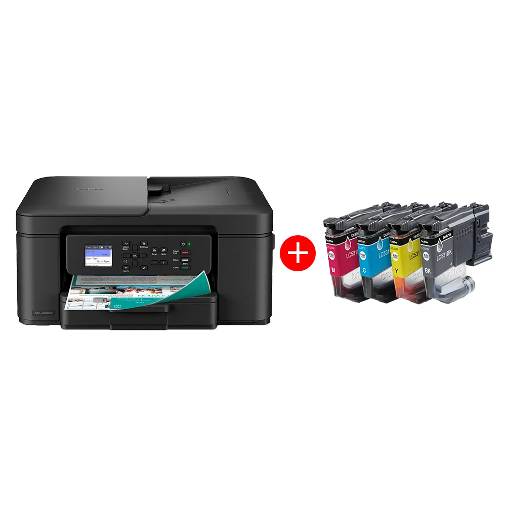 【brother】官方直營 搭1組1黑3彩標準墨★DCP-J1360DW 威力印Lite三合一無線噴墨複合式印表機