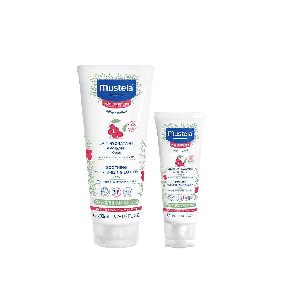 【Mustela 慕之恬廊】舒恬良 敏弱換季養護組(敏弱修復面霜40ml＋敏弱修復潤身乳200ml 無香)