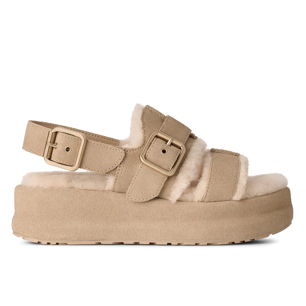 【UGG】涼鞋 女鞋 毛絨飾邊序帶涼鞋 Enwrap Sandal 卡其色 UG1180314MDSD
