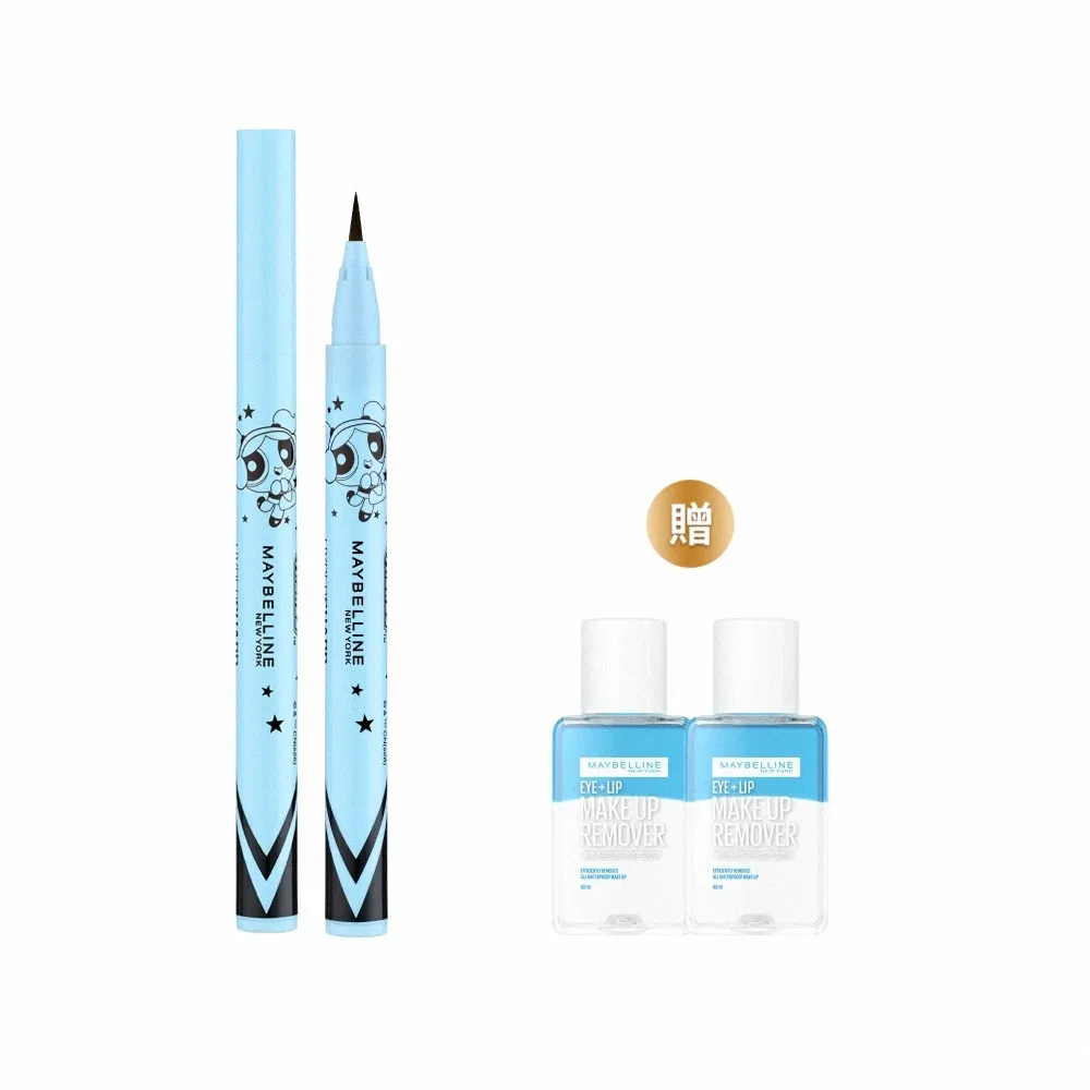 【MAYBELLINE 媚比琳】飛天小女警 超激細抗暈眼線液抗手震版_2入組 (眼線筆)