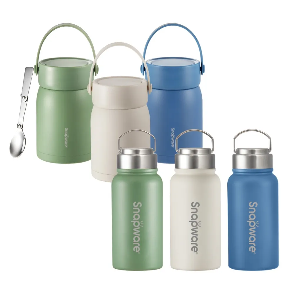 【CorelleBrands 康寧餐具】鋅light輕瓷超真空手提保溫杯820ml+燜燒罐800ml