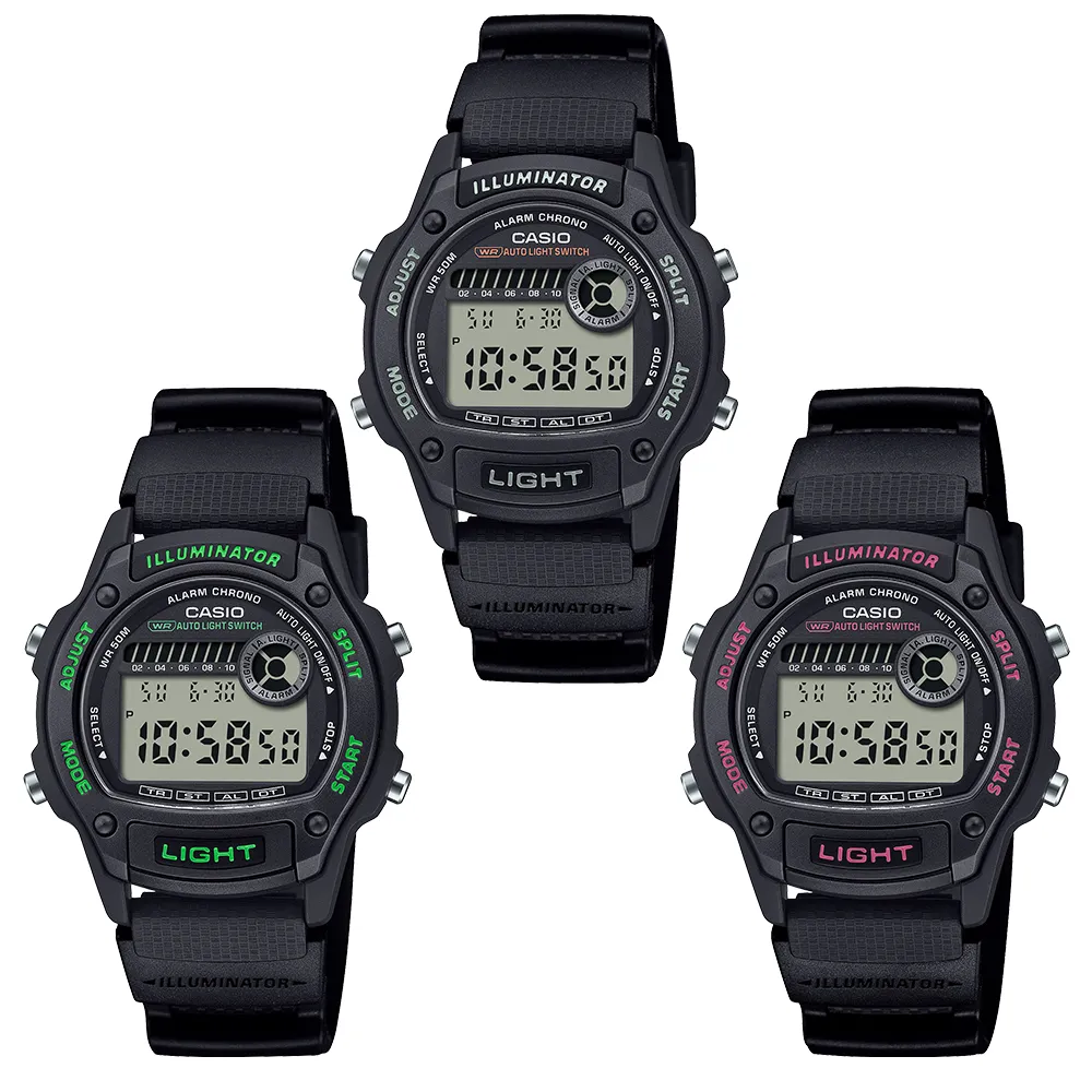 【CASIO 卡西歐】運動風格計時手錶-3款可選 雙11 送禮(W-220H-1A/W-220H-1A2/W-220H-1A3)