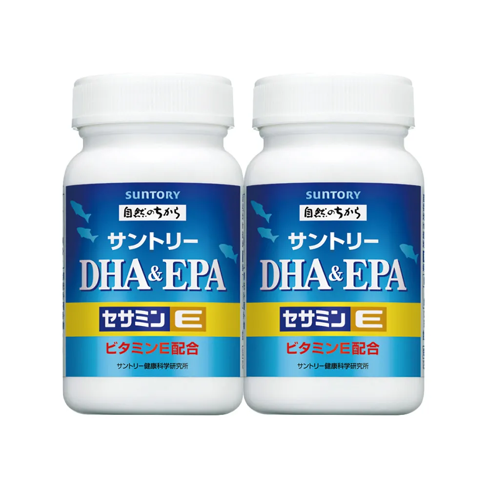 即期品【Suntory 三得利】魚油 DHA＆EPA+芝麻明E 120顆x2罐組(DHA&EPA、芝麻明、維生素E、維生素D)