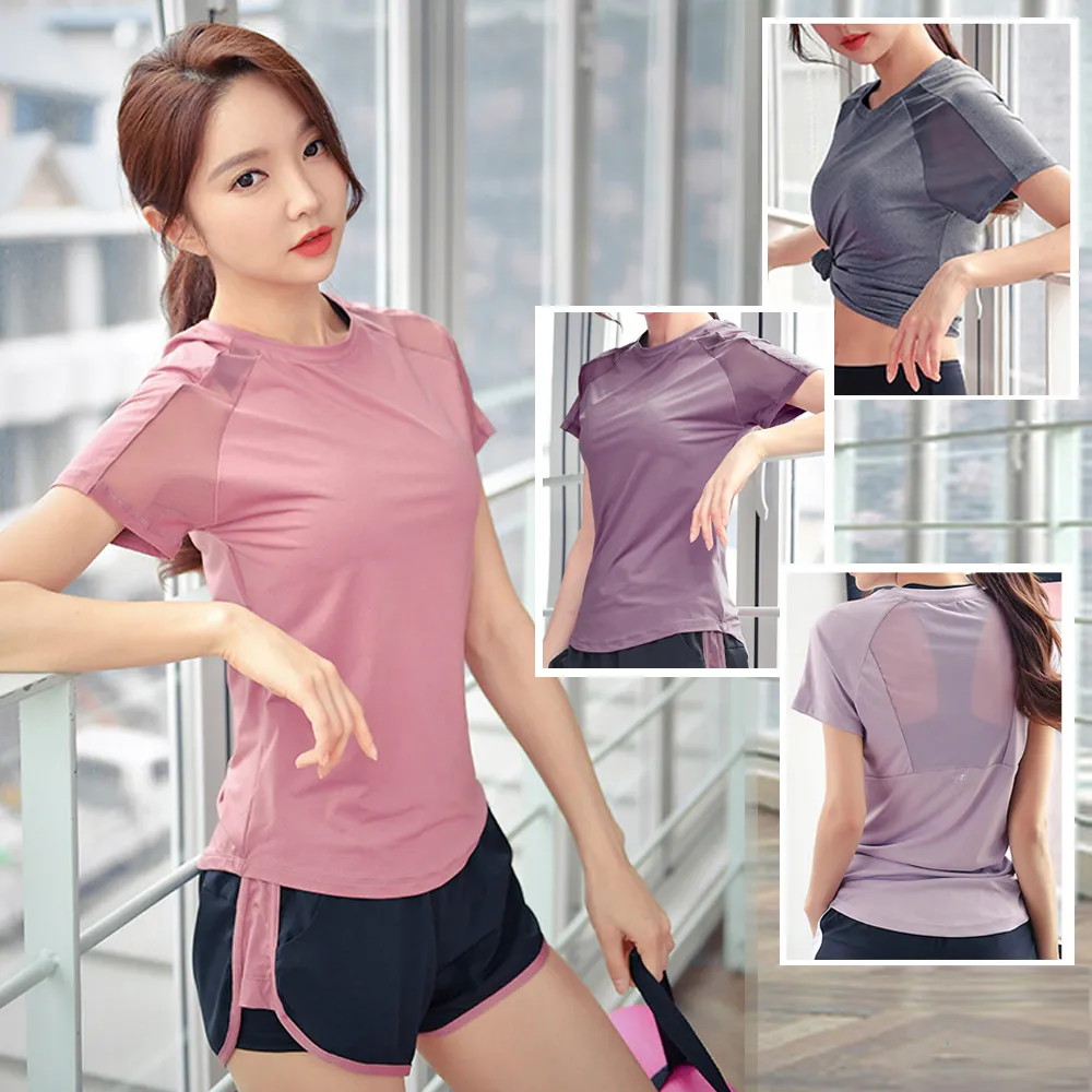 【BODYAIR】性感美背肩拼紗上衣(瑜珈.慢跑.運動.健身.透氣.舞蹈.運動服)