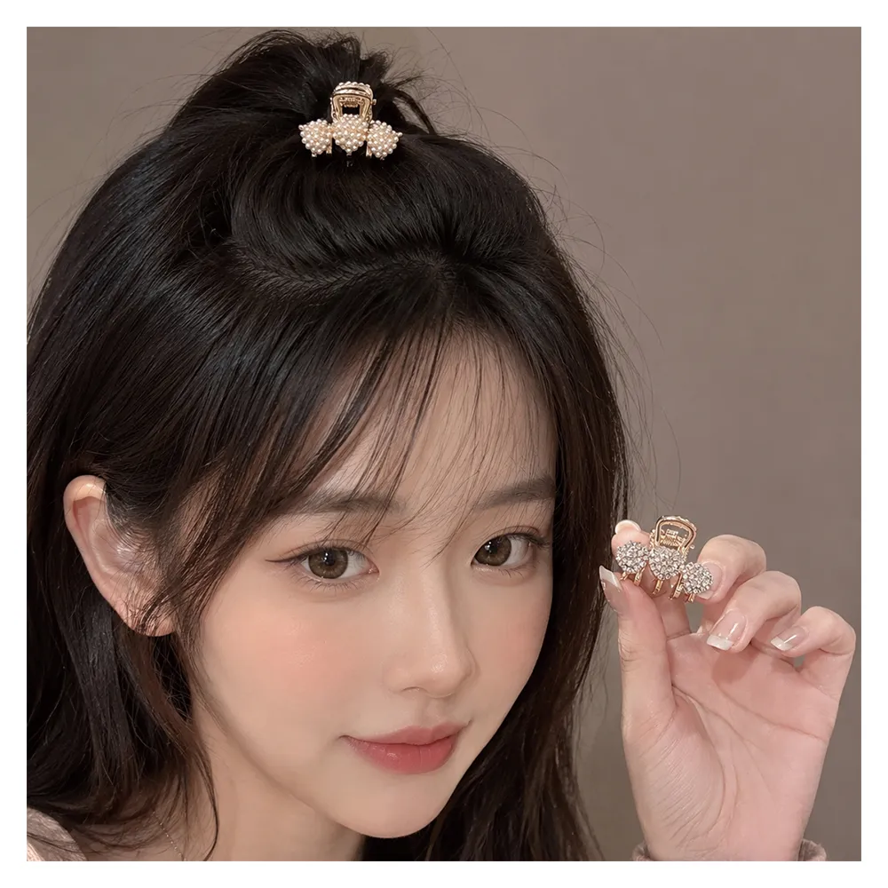 【NANA】精緻愛心水鑽珍珠小號抓夾兩入組 N115090906(愛心 水鑽 珍珠 抓夾 兩入組)