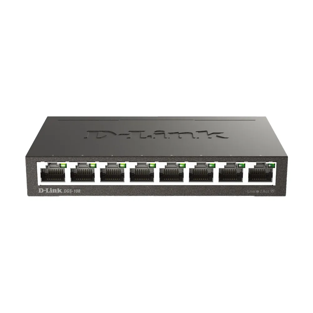 【D-Link】DGS-108 8埠 8port 1000M Giga超高速乙太網路桌上型無網管金屬交換器/GE switch Hub/隨插即用