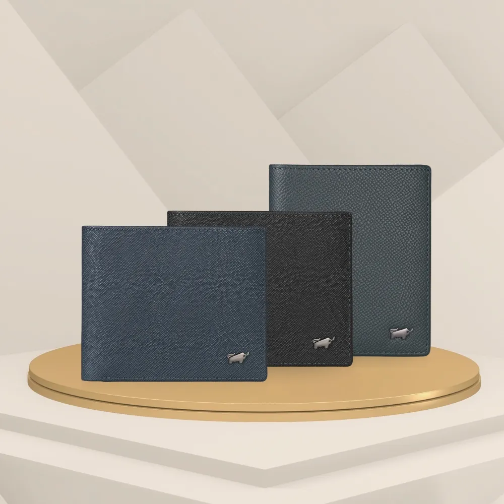 【BRAUN BUFFEL 德國小金牛】錢包送禮推薦 專櫃頂級真皮輕薄直立皮夾短夾男夾零錢包(多款任選賣場B)