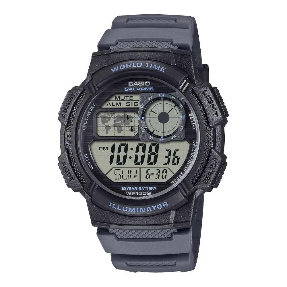 【CASIO 卡西歐】世界地圖電子錶(AE-1000W-8A)