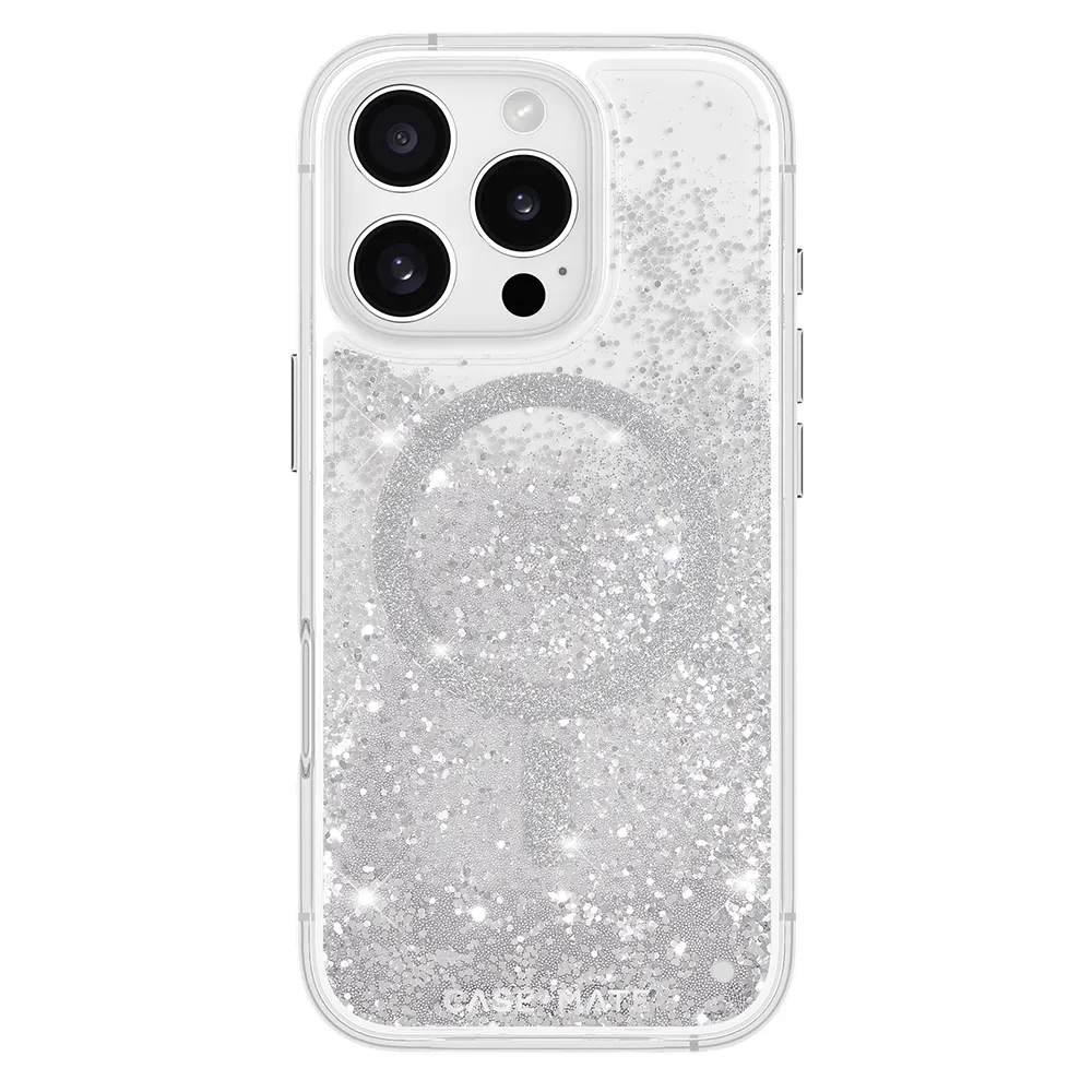 【CASE-MATE】iPhone 16 Pro Waterfall 亮粉瀑布 MagSafe 精品防摔手機殼 - 閃亮銀
