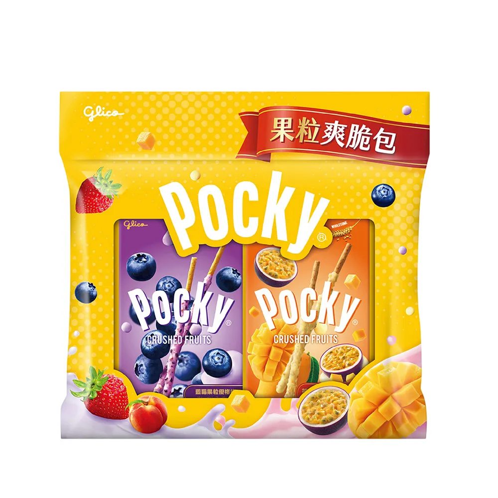 【Glico 格力高】官方直營 Pocky百奇 果粒爽脆包 (餅乾/零食)
