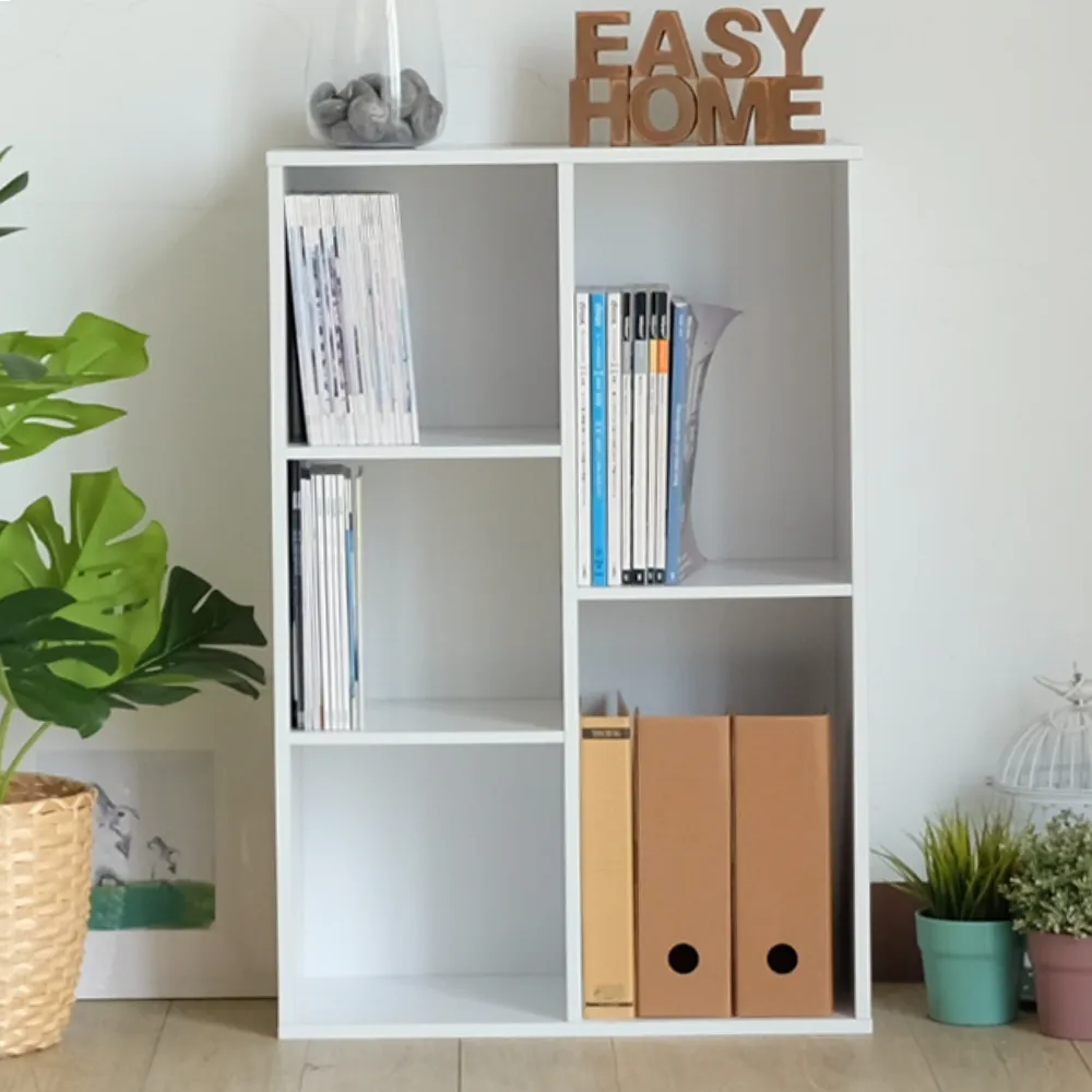 【EASY HOME】台灣製 -加厚五格直橫兩用收納櫃-白色(收納櫃 書櫃 日式書櫃 雜誌櫃 繪本櫃)