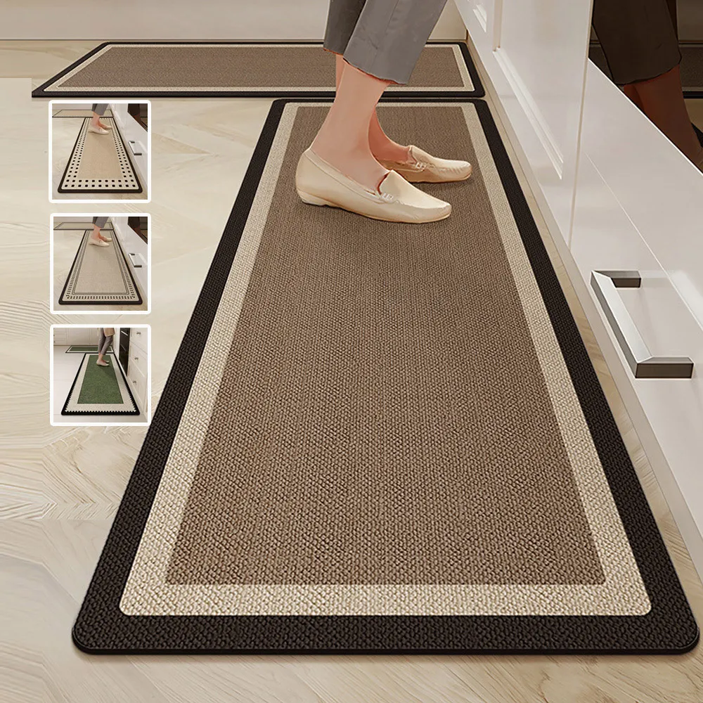 【LZQ】買長送短 簡約珪藻土防油污廚房地墊 40*60+40*120cm 家用防滑地墊 浴室踏墊 玄關墊 刮泥地毯