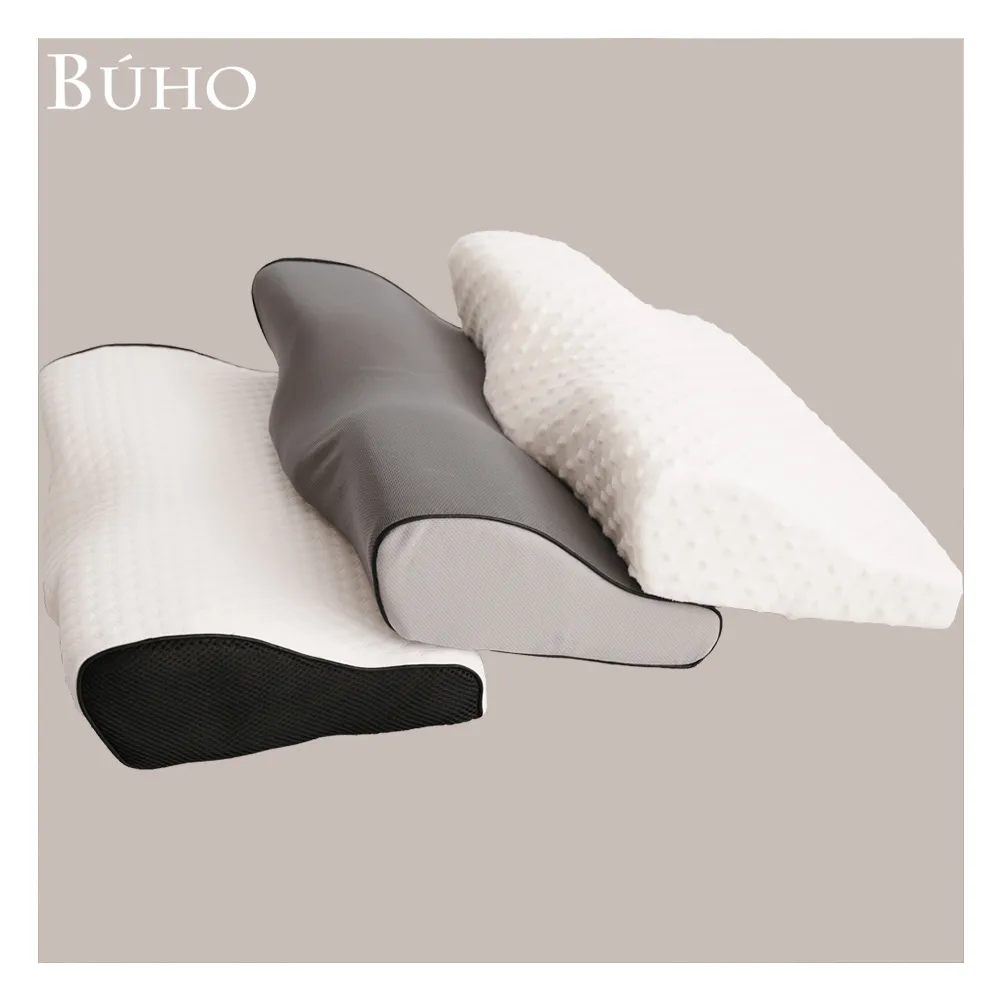 【BUHO 布歐】人體工學護頸記憶枕-蝶型款/針織緹花/3D立體泡泡絨/吸濕排汗(三款任選)