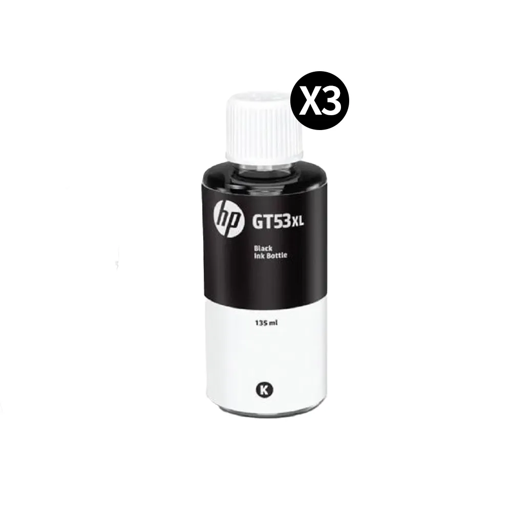 【HP 惠普】官方直營 3入組★GT53XL 黑色墨水瓶(1VV21AA)(Smart Tank215/520/615/580/725/755/795)