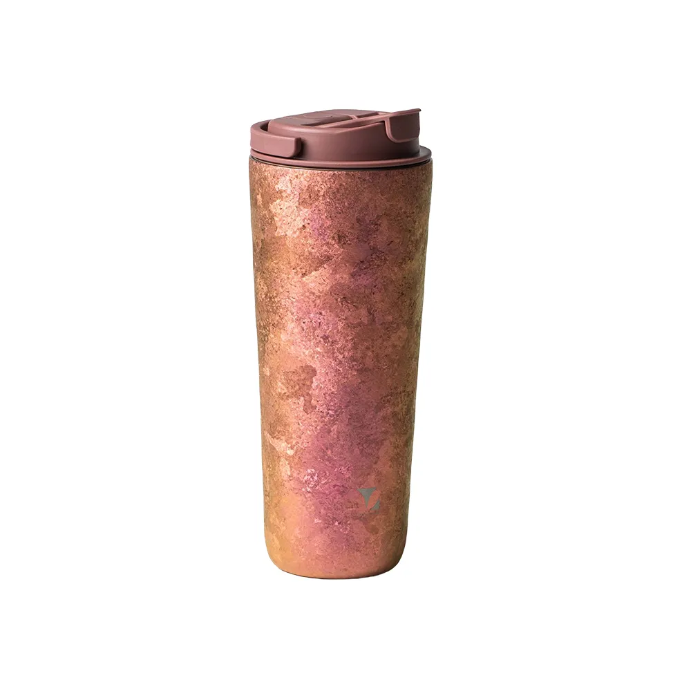 【Titanium 鈦造】純鈦跳跳杯 晶鈦系列-蘭霞粉 800ml 玫瑰豆沙蓋(鈦保溫杯 台灣鈦杯 鈦金屬 環保杯 隨行杯)