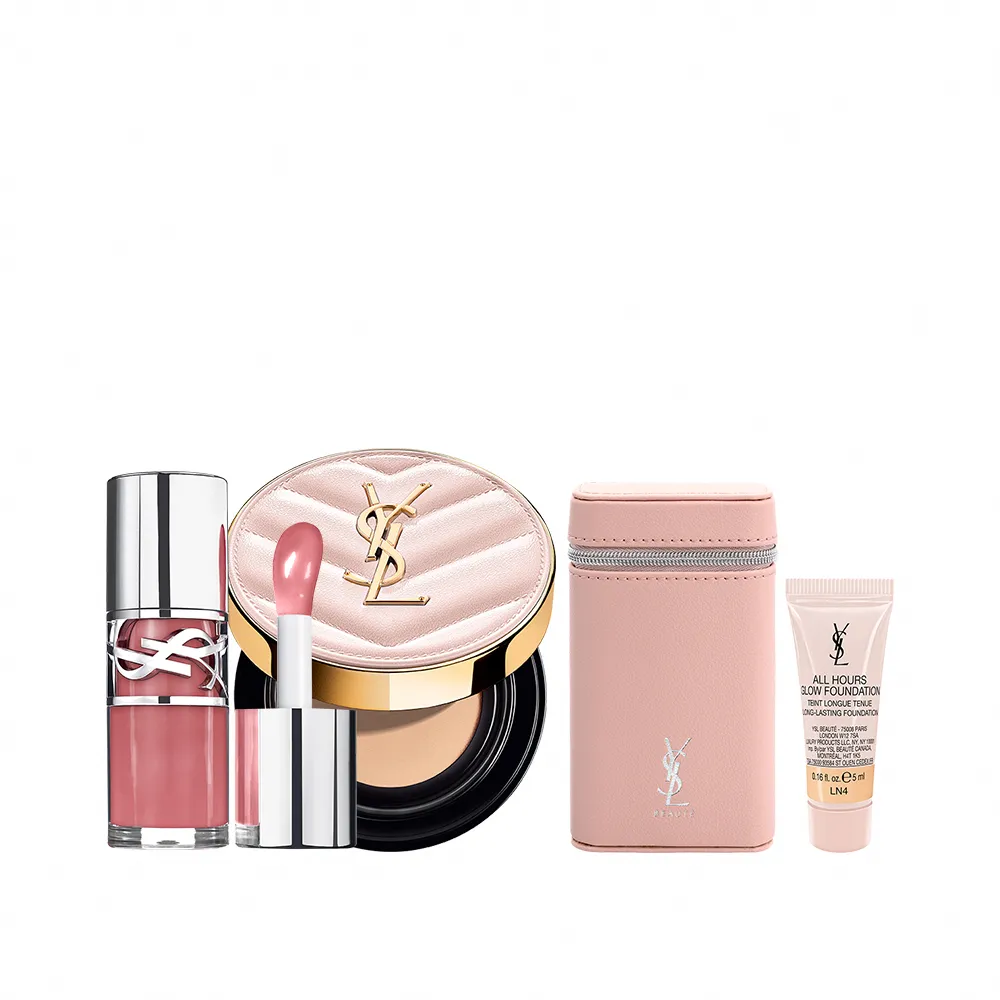 【YSL】官方直營 超模光感嫩唇彩妝組(超模光感精華水氣墊+情挑誘光嫩唇凍)