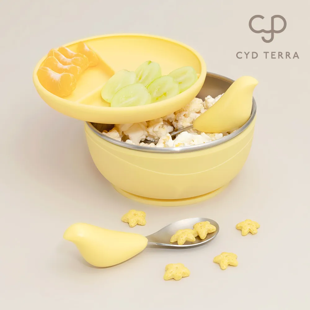 【CYD TERRA】PICABOO布咔寶學習餐具組（寶寶餐具/不銹鋼叉匙/不鏽鋼碗）(彌月禮盒)