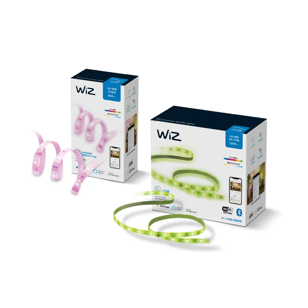 【PHILIPS 飛利浦照明】Wi-Fi WiZ 智慧照明 全彩燈帶氣氛營造2件組(PW01N+PW02N)