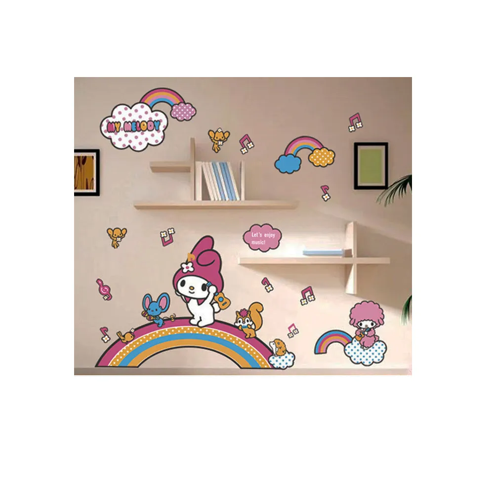 【半島良品】-2入組-Hello Kitty與美樂蒂正版壁貼(美樂蒂 Hello Kitty 無痕壁貼 牆貼 壁貼紙 創意璧貼)