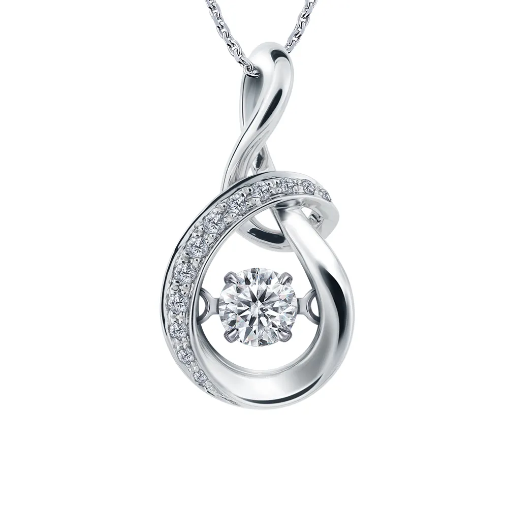 【Emperor Diamond 京華鑽石】鑽石項鍊 18K金 天然鑽石 共0.17克拉 跳舞鑽石 墜飾 舞動樂章