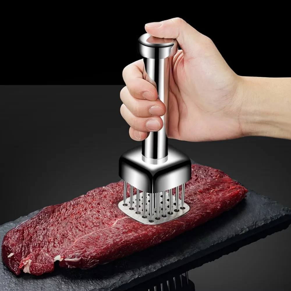 304不鏽鋼回彈鬆肉針(嫩肉針 牛排針 斷筋器 扎孔器24針 帶手柄  居家 廚房 餐廳 加長 耐用)