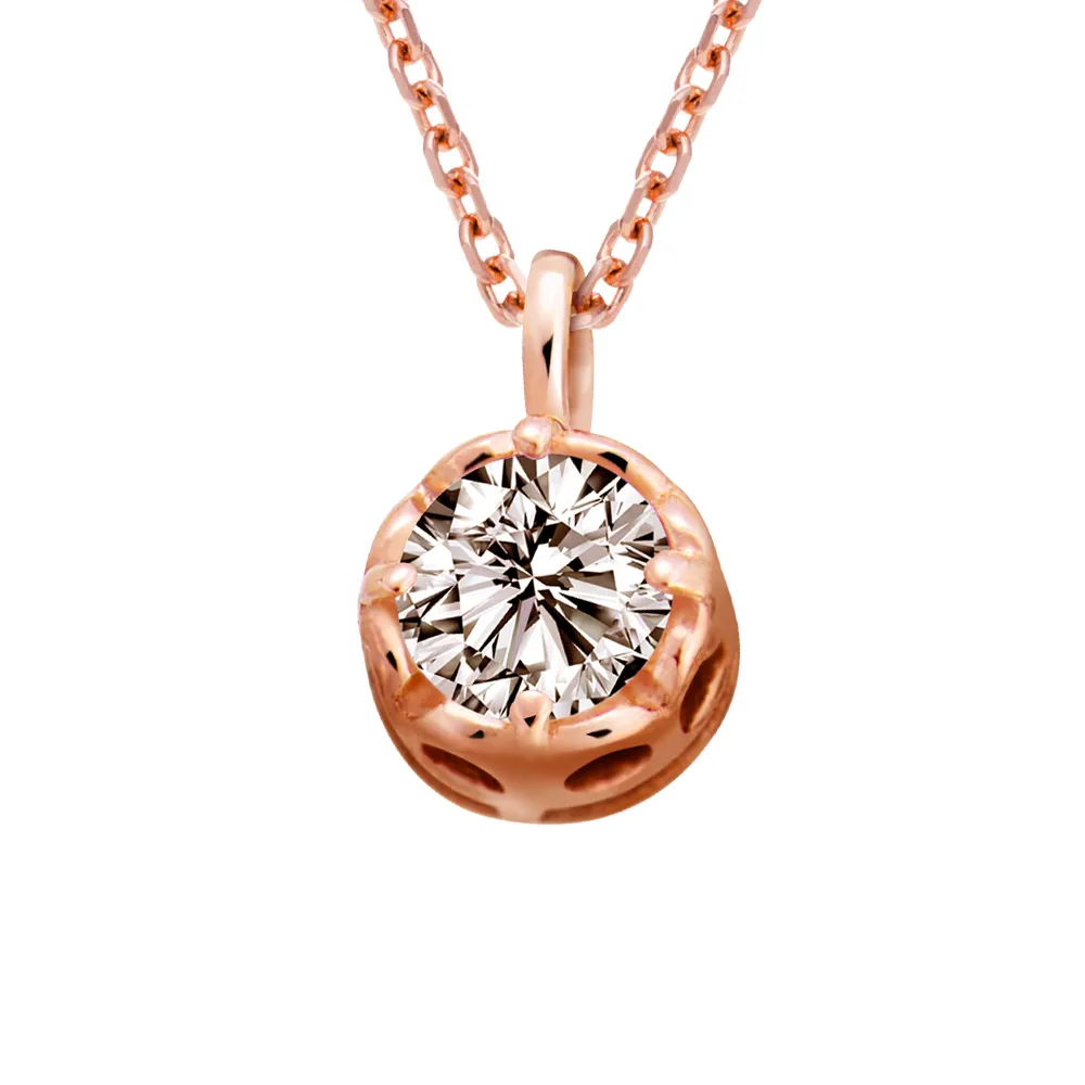 【Emperor Diamond 京華鑽石】鑽石項鍊 10K玫瑰金 天然鑽石 0.10克拉 輕珠寶 鑽石小花皇冠(輕珠寶)