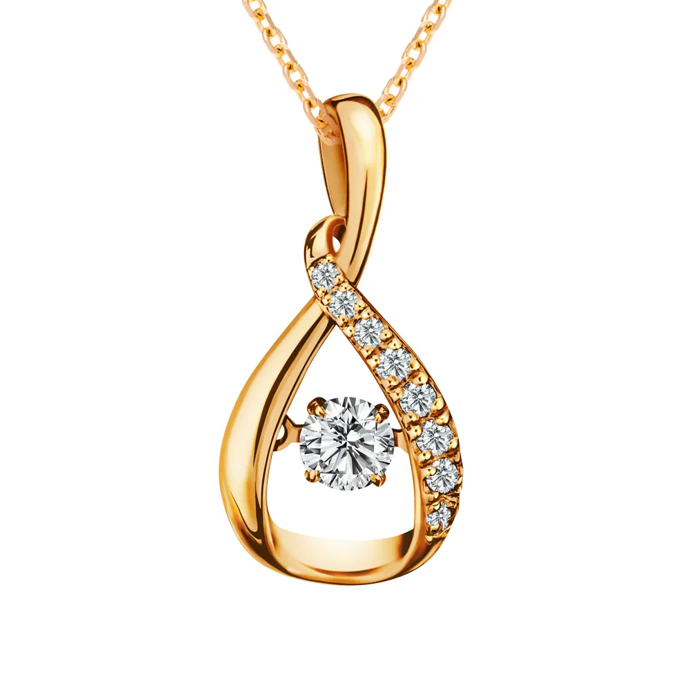 【Emperor Diamond 京華鑽石】鑽石項鍊 18K玫瑰金 天然鑽石 共0.24克拉 跳舞鑽石 墜飾 Cherish(跳舞鑽石)