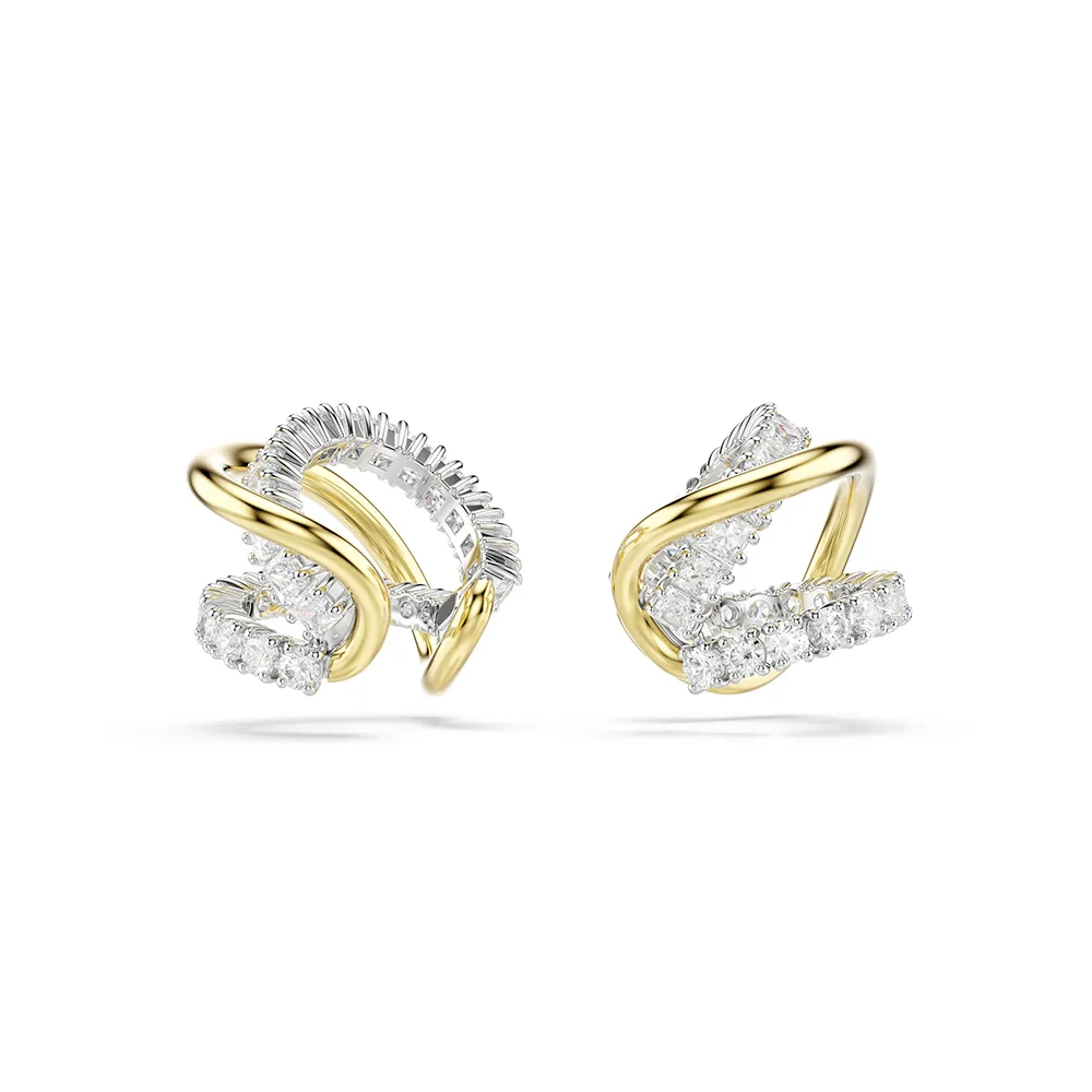 【SWAROVSKI 施華洛世奇】官方直營 Hyperbola 扣式耳環 混合式切割 白色  多種金屬潤飾 | 5742842