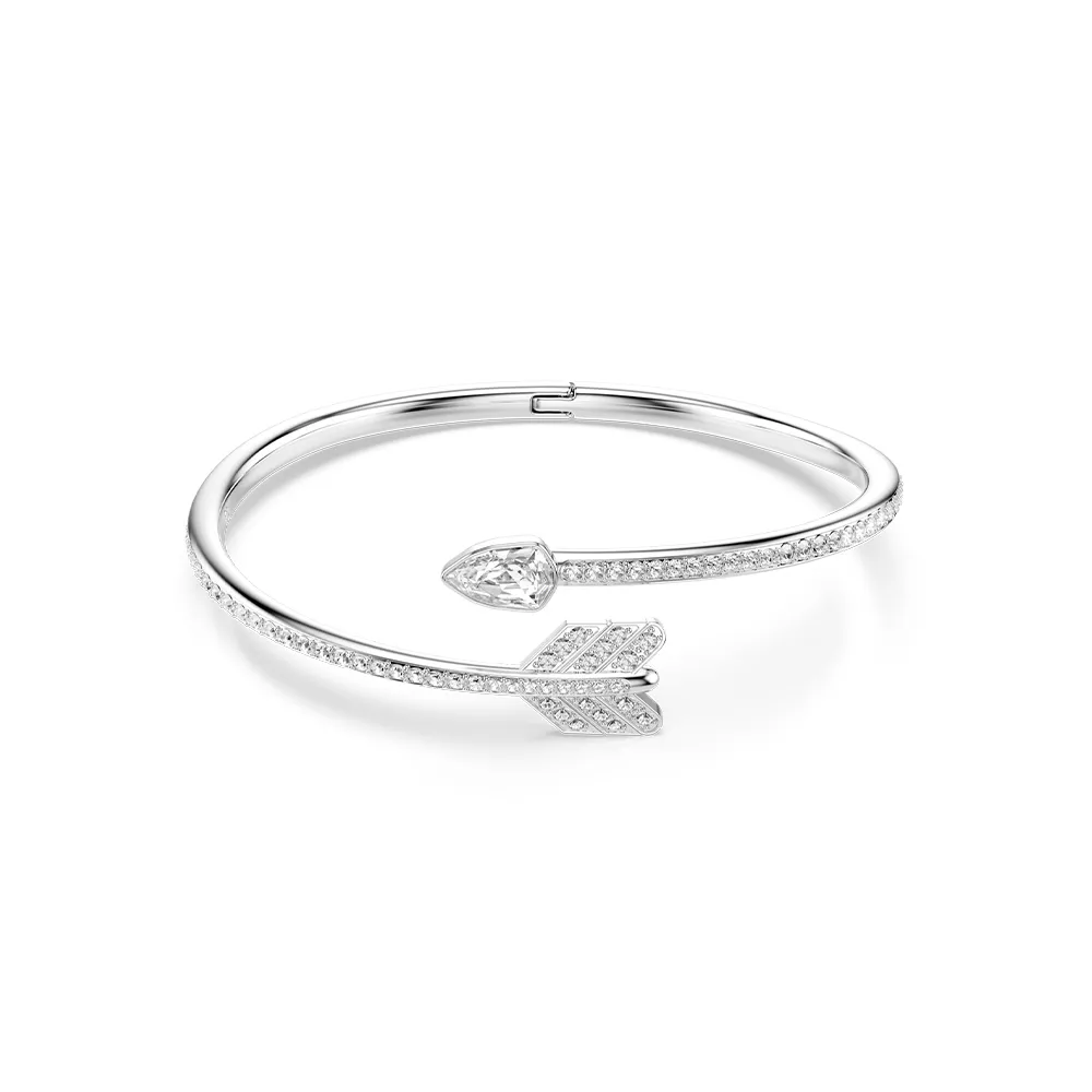【SWAROVSKI 施華洛世奇】官方直營 Idyllia 箭頭手鐲  鍍白金色 愛神系列 (情人節禮物)