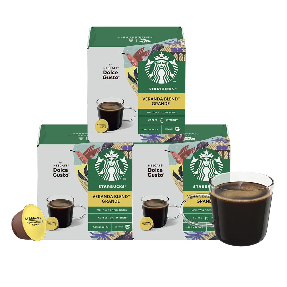 【NESCAFE Dolce Gusto】STARBUCKS 星巴克閑庭美式咖啡膠囊12顆x3盒(適用雀巢多趣酷思咖啡機)
