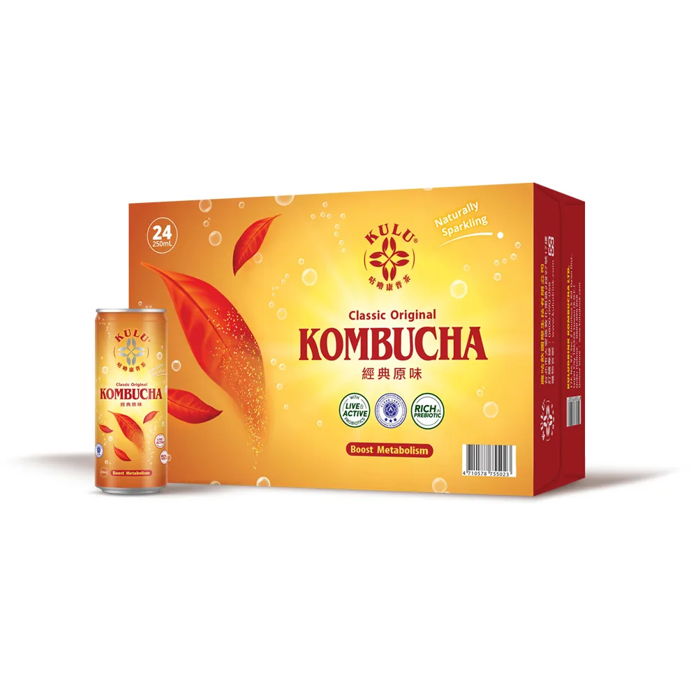 【KuluDrink 咕嚕茶】經典原味 250ml 24入/1箱(氣泡飲 康普茶 益生菌 益生質 kombucha)