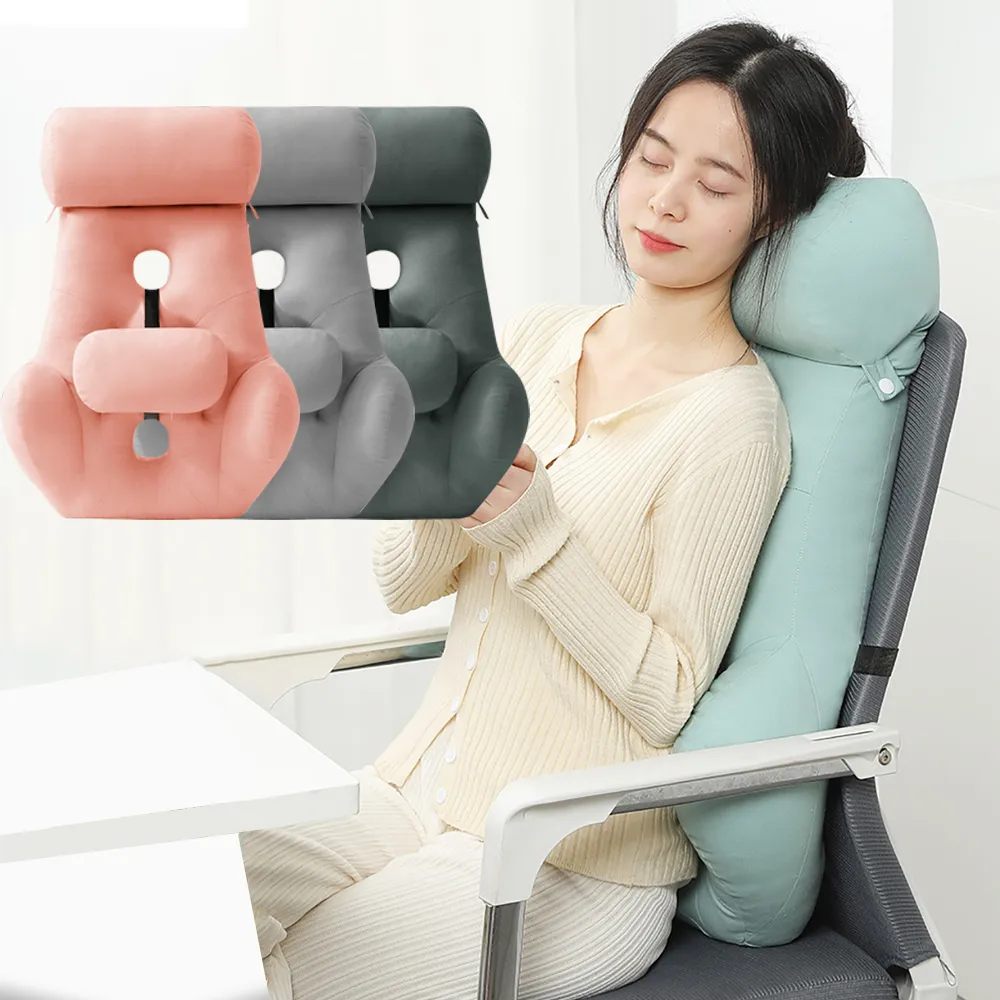 【MR.Easy】圓枕可調節記憶棉靠腰墊 加寬加高上班族座椅護腰靠墊 人體工學護背椅背墊 辦公室久坐透氣靠枕