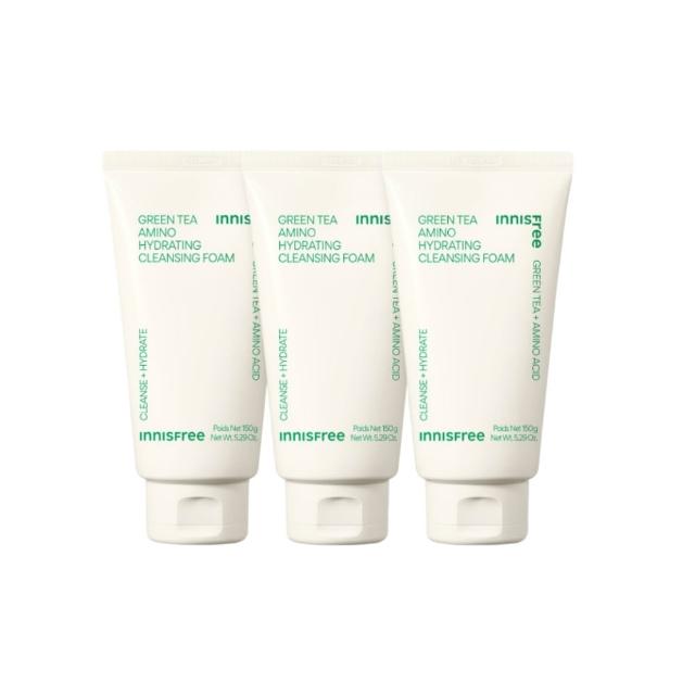 【innisfree】綠茶保濕胺基酸潔面乳150g(3入組)