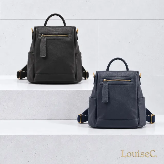 【LouiseC.】Tree House 植鞣革牛皮 後背真皮包 小尺寸 藍色 真皮包包 WI91209-09
