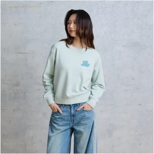 【Lee】女裝 長袖厚T / 左胸草寫小LOGO 共3色 標準版型 / LB611022001 LB611022003 LB611022K11