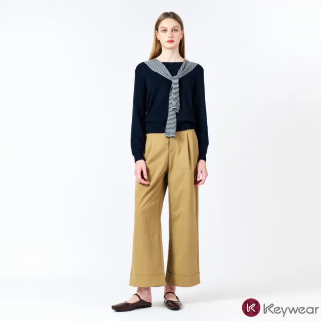 【KeyWear 奇威名品】都會詩篇-漫步城市寬版休閒長褲寬褲(共4色)