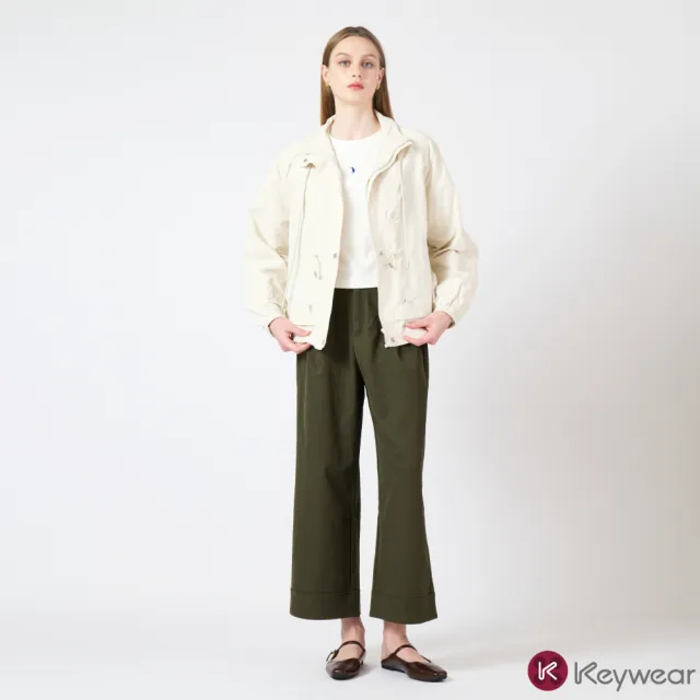 【KeyWear 奇威名品】都會詩篇-漫步城市寬版休閒長褲寬褲(共4色)