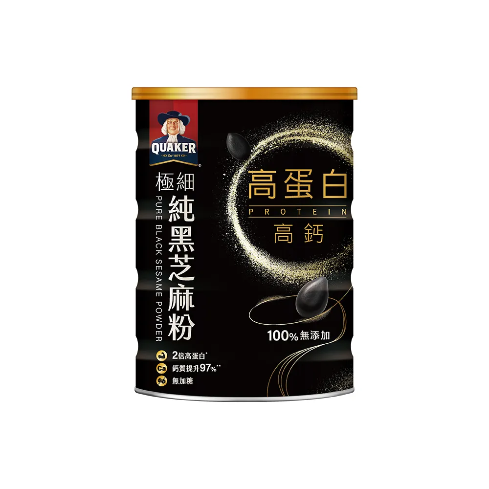 【QUAKER 桂格】高蛋白高鈣極細純黑芝麻粉-無加糖300g×1罐 (不只極細 更有營養力)