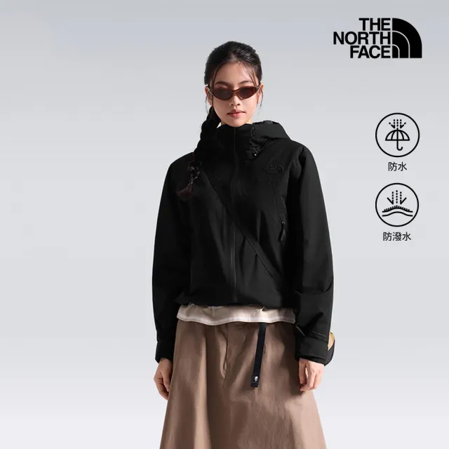 【The North Face】北面女款黑色DRYVENT防水連帽鋪棉外套｜8KQBJK3