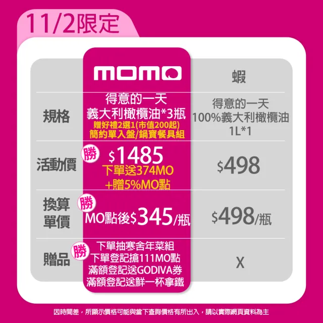 【得意的一天】雙11限定 義大利橄欖油1Lx3瓶 (超值贈品任選)