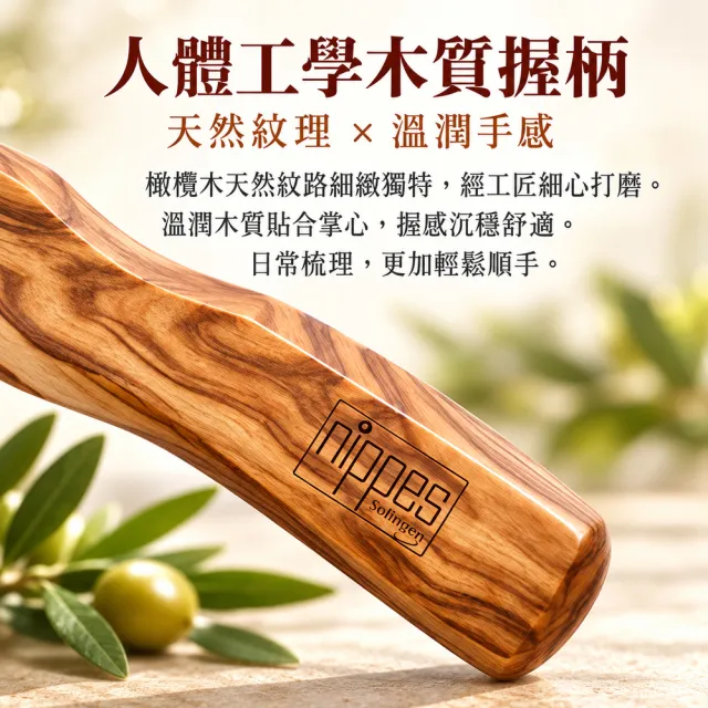 【Nippes Solingen 尼佩斯索林根】nippes德國皇家御用典藏橄欖木氣墊梳