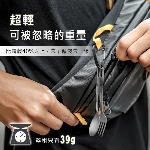 【Beroso 倍麗森】買一送一鈦合金環保露營餐具組-筷子湯匙叉子質感灰2入組(郊遊/便攜餐具/開學)