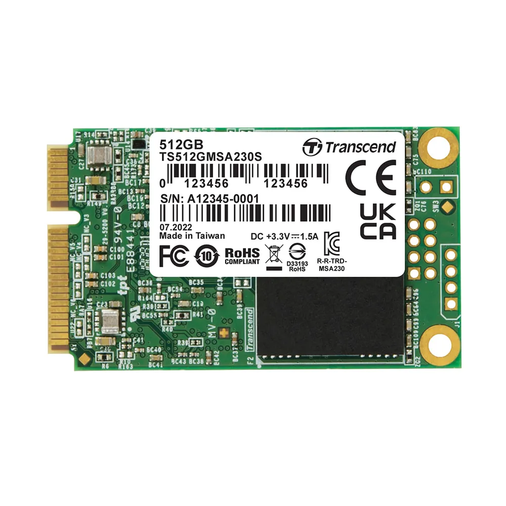 【Transcend 創見】MSA230S 512GB mSATA SATA III SSD固態硬碟(TS512GMSA230S 新舊包裝隨機出貨)