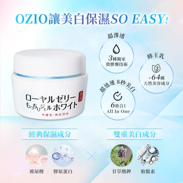 【OZIO 歐姬兒】蜂王乳QQ潤白凝露-75g/6入(美白淡斑All In One凝露)