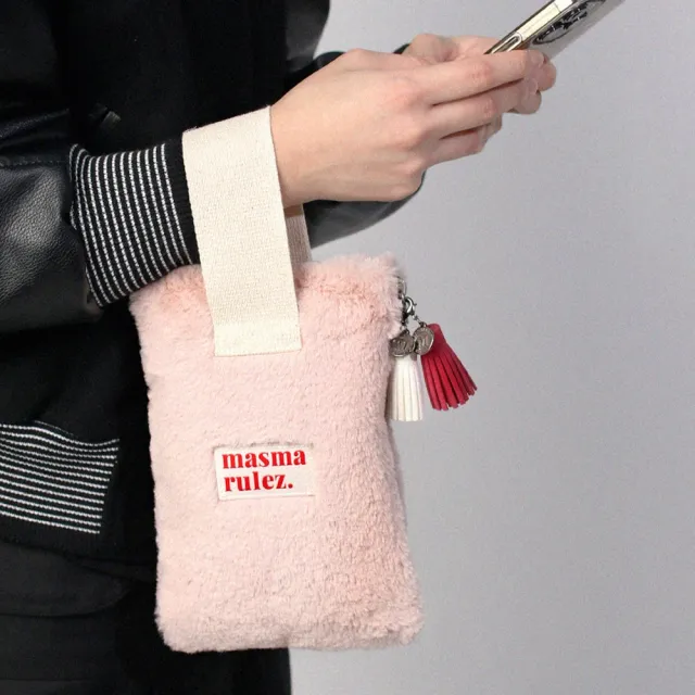【Masmarulez】Strap 手提收納包｜毛絨淺色系列
