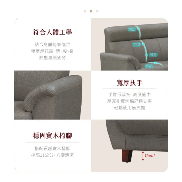 【IHouse】灰太郎 舒適減壓高回彈 貓抓皮沙發(3人座)