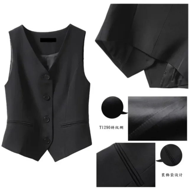 【米蘭精品】現貨出清 西裝背心無袖西服(V領收腰顯瘦復古女馬甲外套t1jy8)