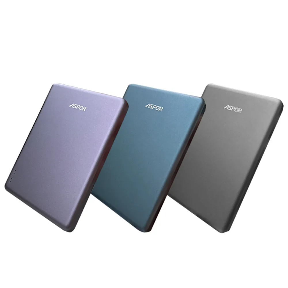 【ASPOR】A381 金屬質感 5000mAh 極薄型磁吸行動電源 附收納袋(Magsafe/PD快充)