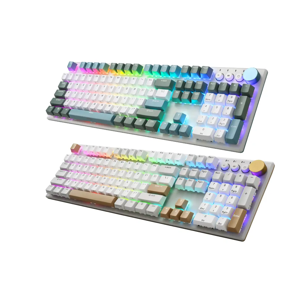 【i-Rocks】K74R PRO RGB背光 熱插拔 無線三模機械式鍵盤 奶茶/莓紅軸