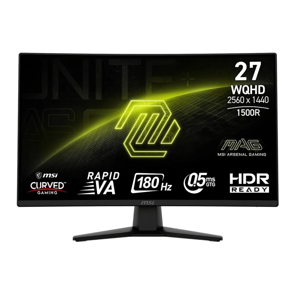 【MSI 微星】雷蛇白色有線電競滑鼠組★MAG 274CQF 27型 VA 2K 180Hz 曲面電競螢幕(WQHD/0.5ms/HDR)